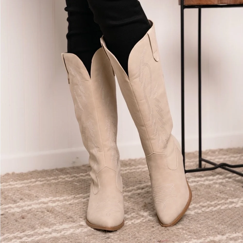 Western Knee High Sand Boots - Picture 6 of 8